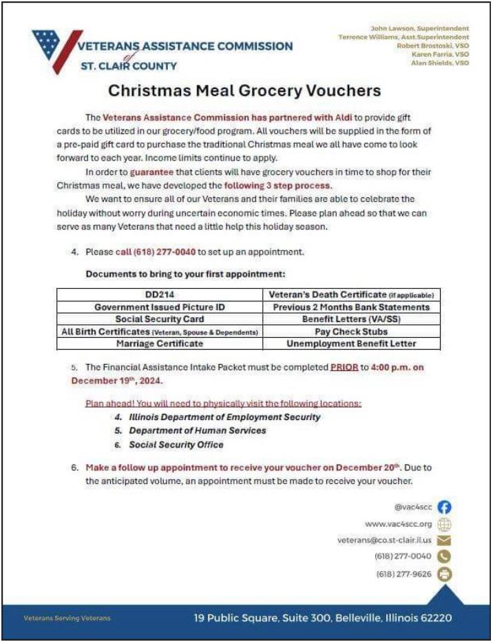 Christmas Meal Vouchers for Veterans