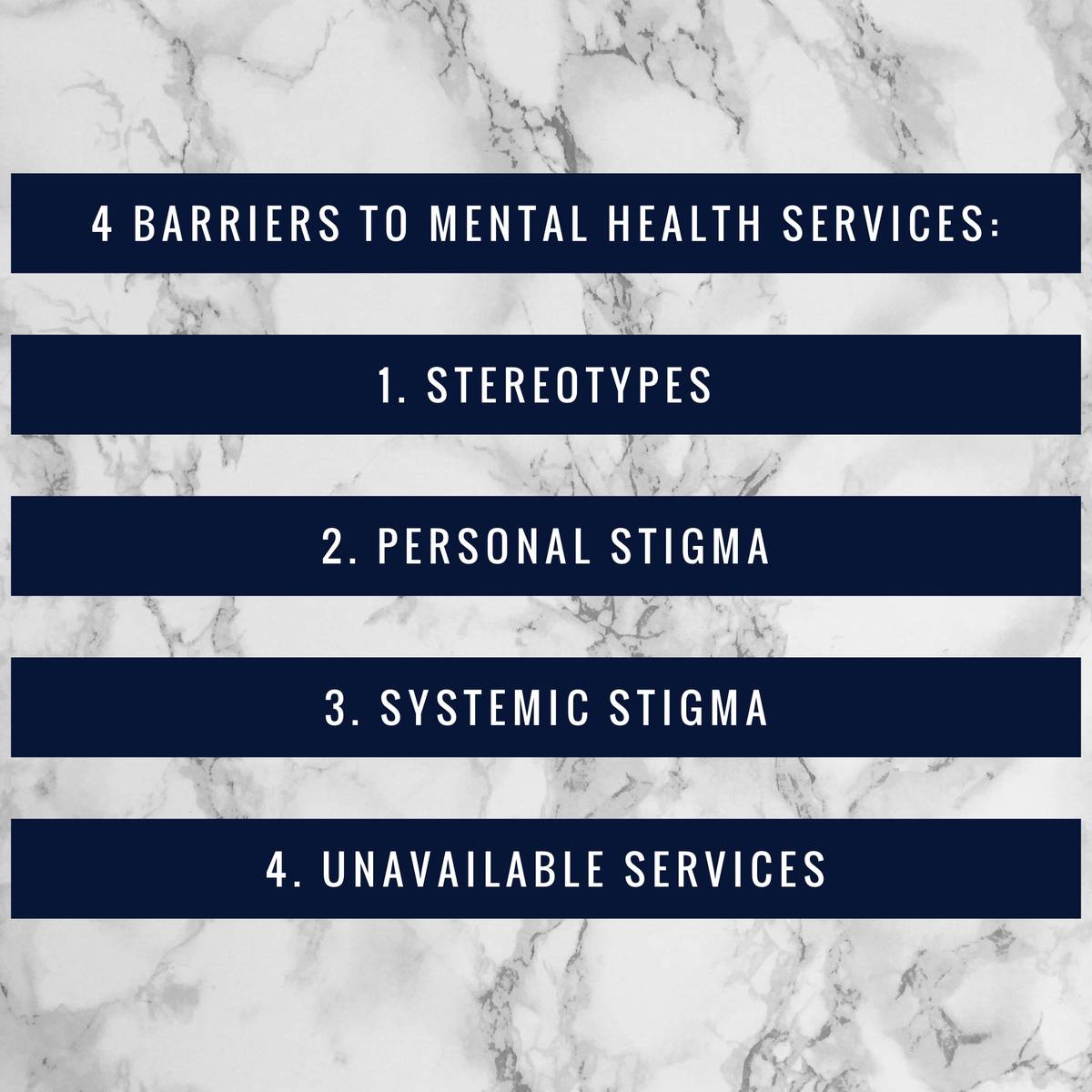 Dr. Behrman shared the 4 main barriers to Mental Health Services, listed here