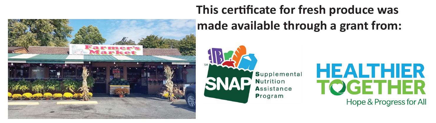 Certificate for Fresh Produce Made Available through a Grant