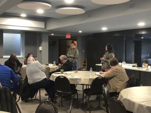 Reverend Rob Dyer and Tracy Gray, Belleville District 118 Assistant Superintendent, engaging the audience. 