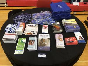 HEALTHIER TOGETHER's booth at the Belle Valley Family Fit Night event.  We shared information from many of our partnering agencies along with our mission. 